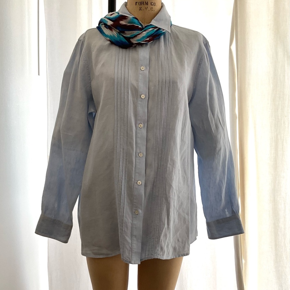 Lands End, Tuck Pleat front. Light blue Shirt.